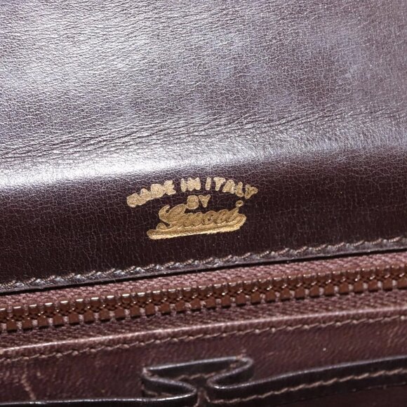 GUCCI Shoulder Bag Leather Brown gold Auth fm4925 - Picture 12 of 16